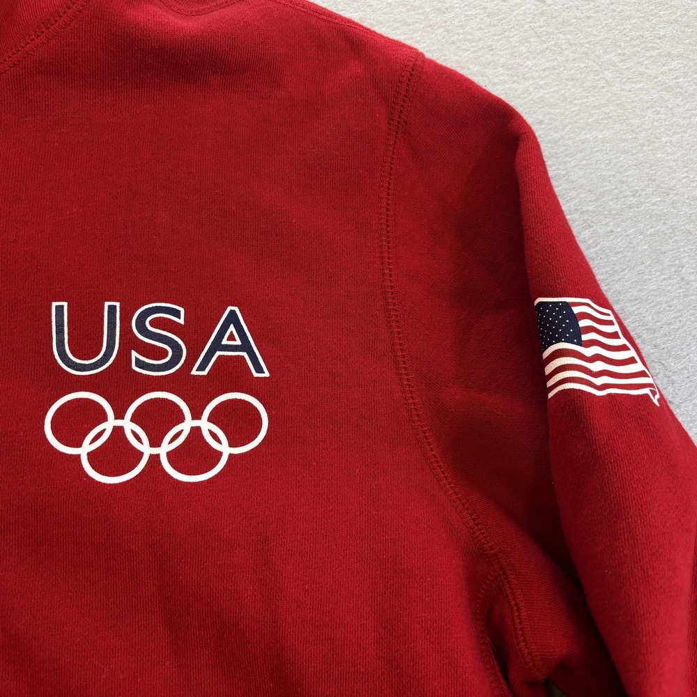 Vtg Roots Olympic USA Hoodie Women XXL Red 04 Athens Full Zip Fleece Sweatshirt - Picture 3 of 9